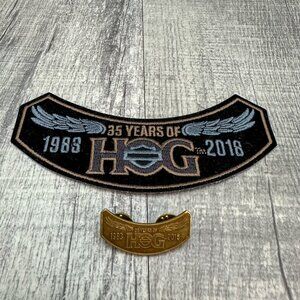 2018 Harley Davidson Collectible HOG Group Owners Rocker Patch and Pin Set NEW